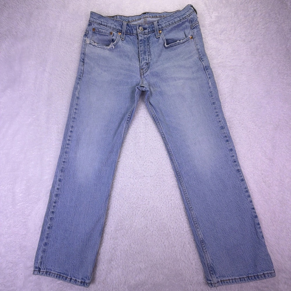 Levis 569 Jeans Mens 31x28 Loose Straight Light Wash Distressed Stretch